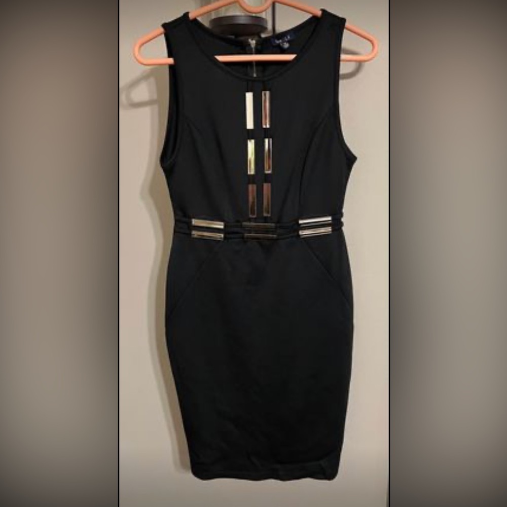 Black Dress with Gold Trim Size Medium